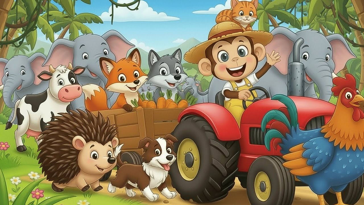 Monkey’s Tractor Day: Move a Horse & Gentle Care | Elephant Monkey Farm 🐒