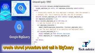 create stored procedure and call in BigQuery