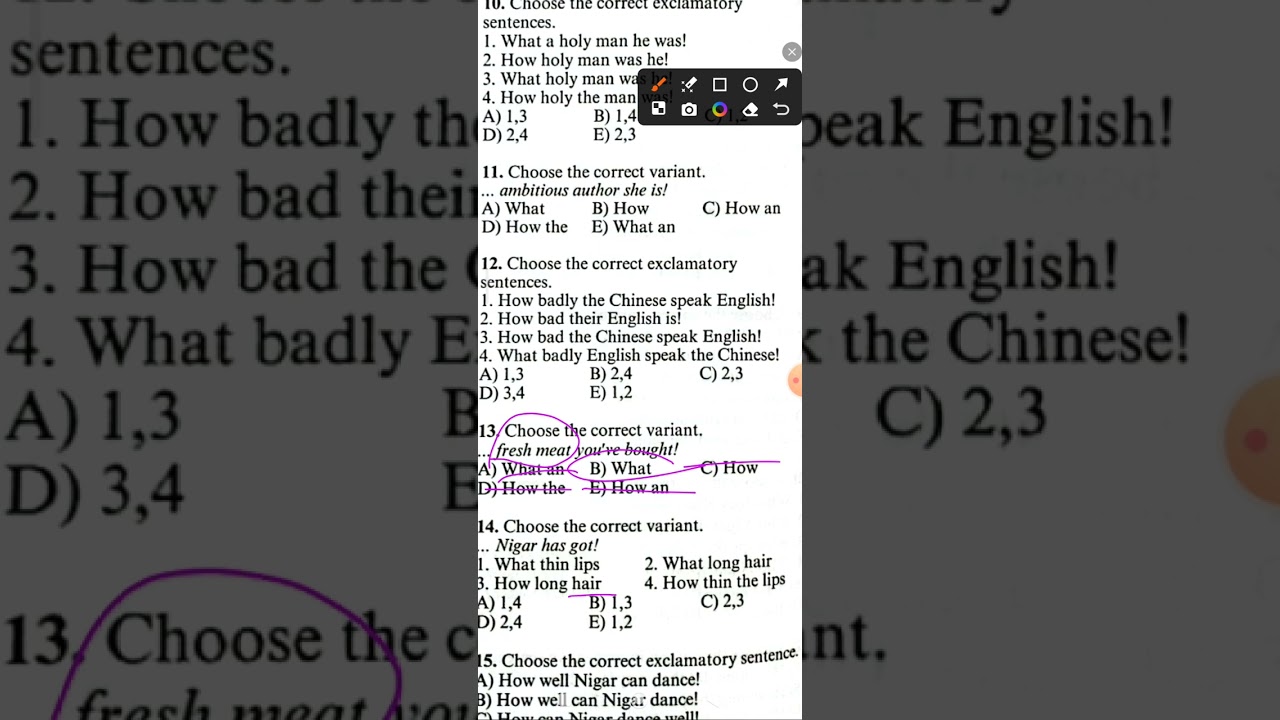 Exclamatory Sentences Quiz 1 test izahı Gülnarə Umudova