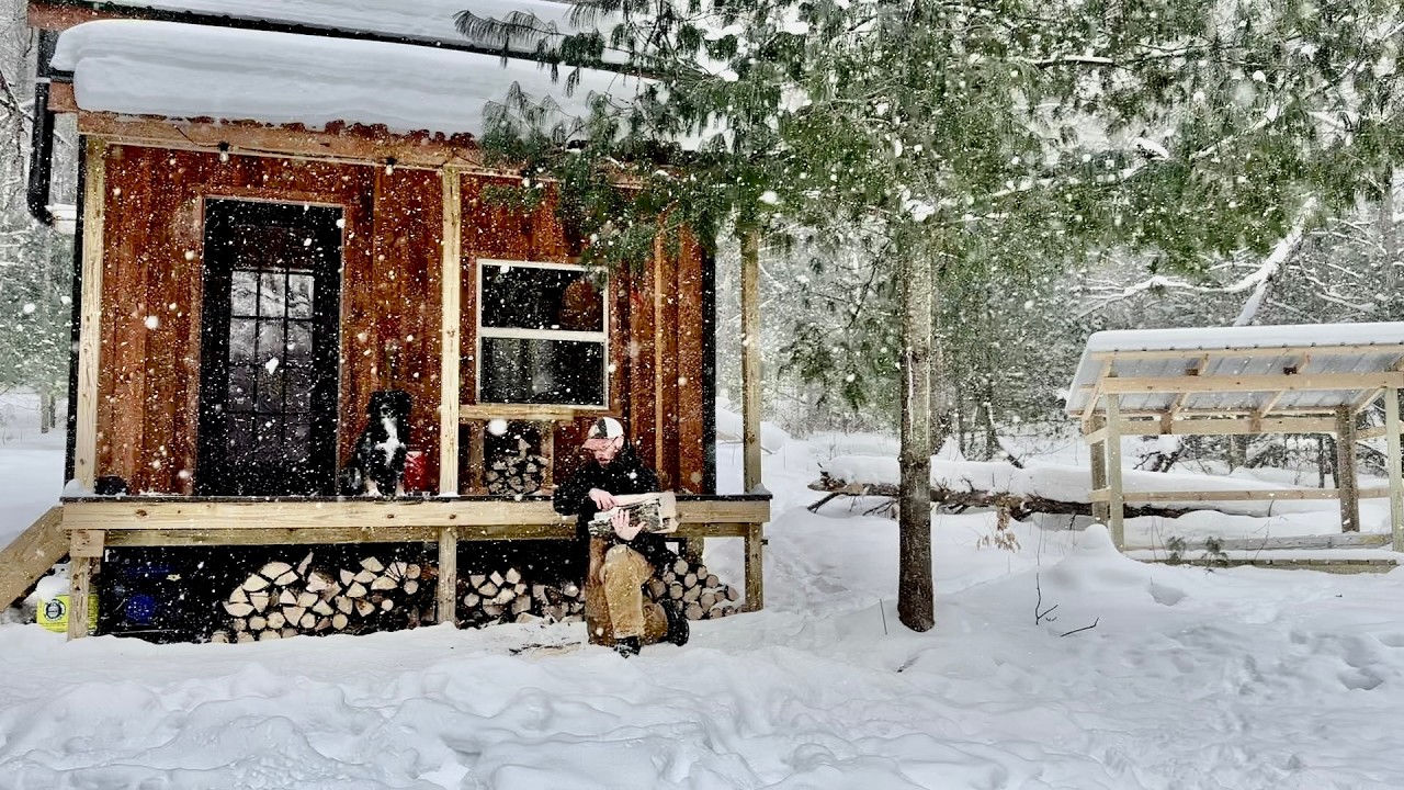 Winter at the Off Grid Cabin - YouTube