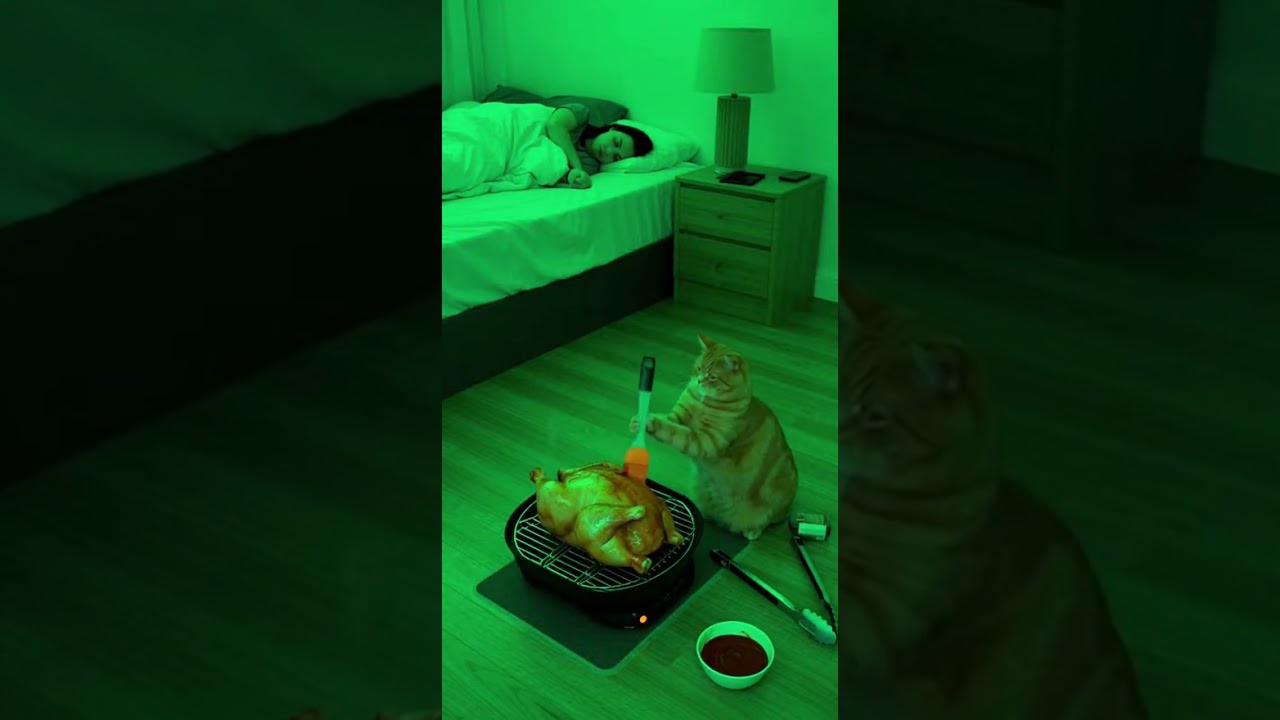 My Orange Cat Doesn’t Sleep—It Roasts Chicken to Perfection  
