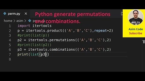 Python generate permutations and combinations