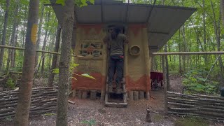 Bushcrafting tiny cob house | vanlife upgrades
