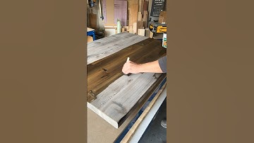 First coat of spar urethane bringing the grain on this tabletop to life! #woodworking #diy #wood