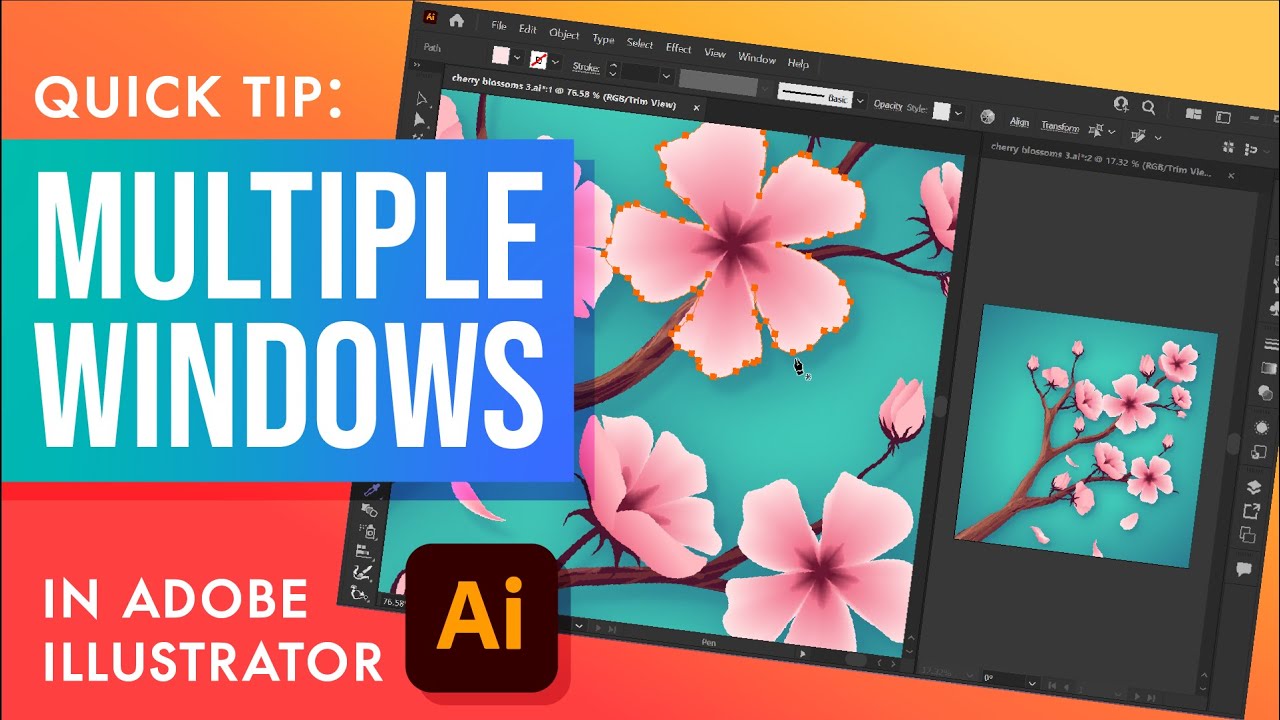 How to Use Multiple Windows in Adobe Illustrator - YouTube