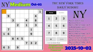 The New York Times Daily Sudoku 2025-10-02 Medium screenshot 5