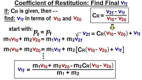 Physics - Test Your Knowledge: Momentum (17 of 20) Coefficient of Restitution: v1f=?
