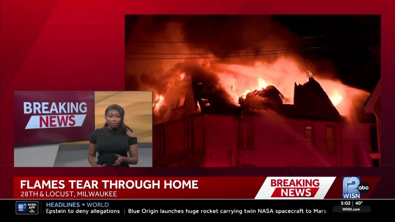 Flames tear through Milwaukee home - YouTube