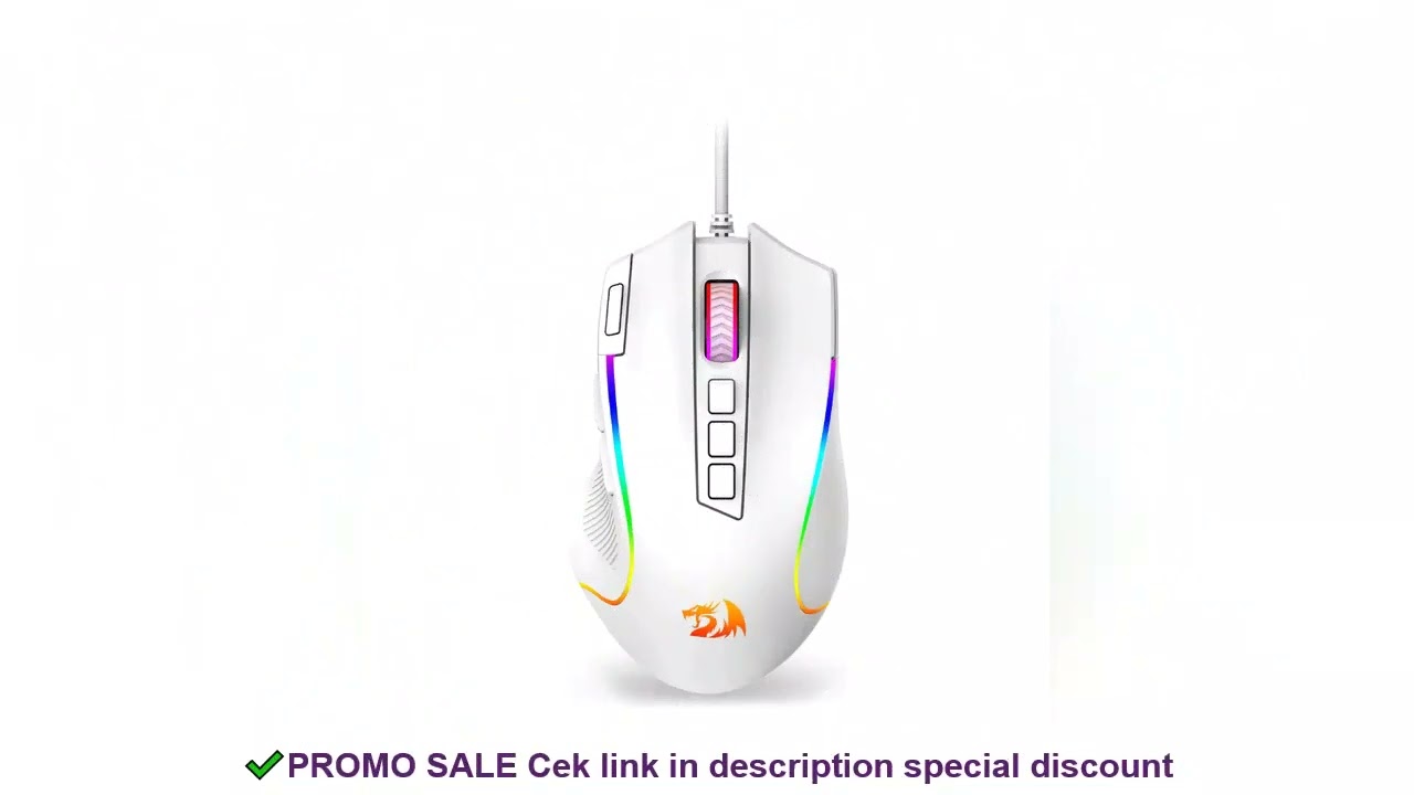 Redragon M612 Predator RGB Gaming Mouse 8000 DPI Wired Optical with 11 Programmable Buttons, White