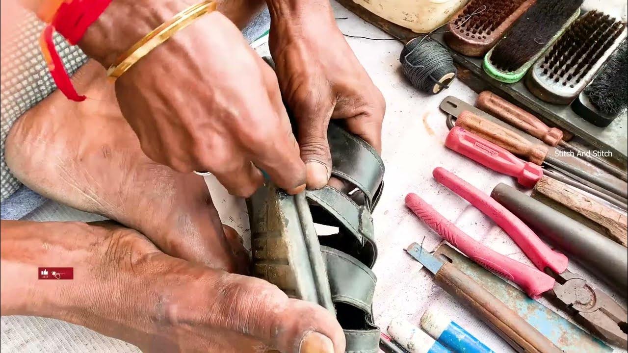 Old Shoe Restoration HardWorking Street Cobbler Sandal and Shoe Repair