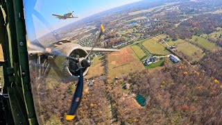 (4K) B-25 Mitchell Engine View | Formation Flying & Low Passes | Tri-State Warbird Museum