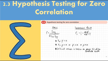 2.3 Hypothesis testing for zero correlation (FURTHER STATISTICS 2 - Chapter 2: Correlation)