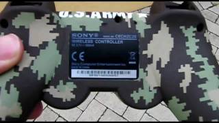 Custom PS3 Control with digital cammo paint & Green LED mod.mp4