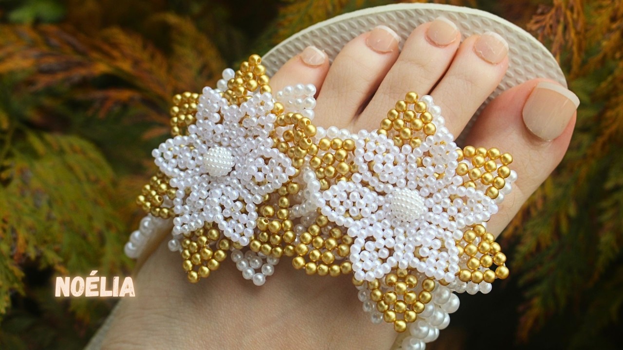 Chinelo decorado: Manta de pérolas nível intermediário (Chinelo bordado)