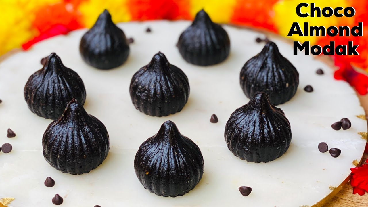 Chocolate Almond Modak - in 10 mins | Chocolate Modak | Ganesh Chaturthi Sweets | Flavourful Food
