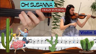 "Oh! Susanna" Violin Tutorial | Easy beginner song with sheet music and play-along