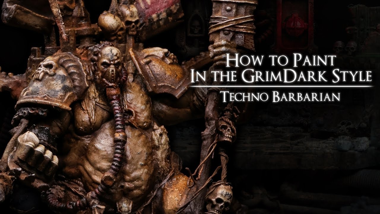 Painting a TECHNO BARBARIAN in the Grimdark Style || Warhammer Unification Wars