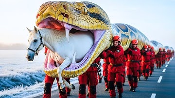 Brave Rescue Team Rushes to Save a Horse from a Giant Python Attack