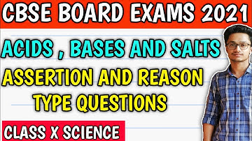 Assertion and Reason Type Questions Acids Bases and Salts Class 10 Cbse Science