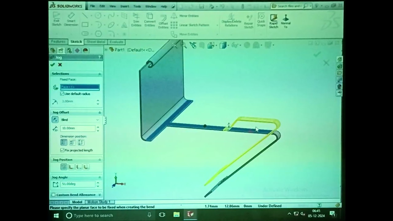 Solidworks topic - sheet metal ( Hem, jog, sketched bend, cross-break, extruded cut, simple hole