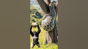 🦍Heart-Stopping Rescue: Gorilla Saves Baby From Giant Snake #animals #wildlife #rescue #snake