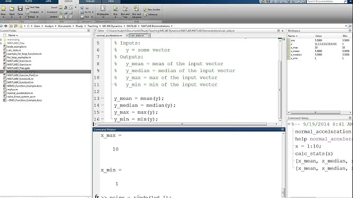 MATLAB Tutorial Lesson #04b:   Multiple Input Output User Defined Functions