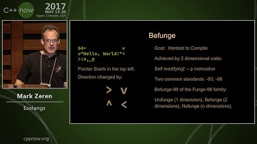C++Now 2017: Mark Zeren “Esolangs”