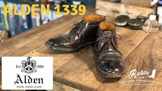 Aldenオールデン・コードバンチャッカブーツ1339の靴底ソール交換・靴磨き Alden resoled and shoeshine【愛知県豊橋市の靴修理・靴磨きRADIANラディアン】