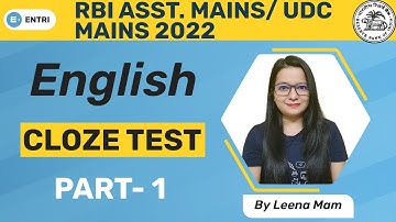 RBI Assistant Mains/ESIC UDC Mains 2022 | English | Cloze Test | By Leena Mam