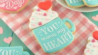 How to Decorate a Valentine Mug Cookie Set with Royal Icing (Easy Tutorial for Beginners)