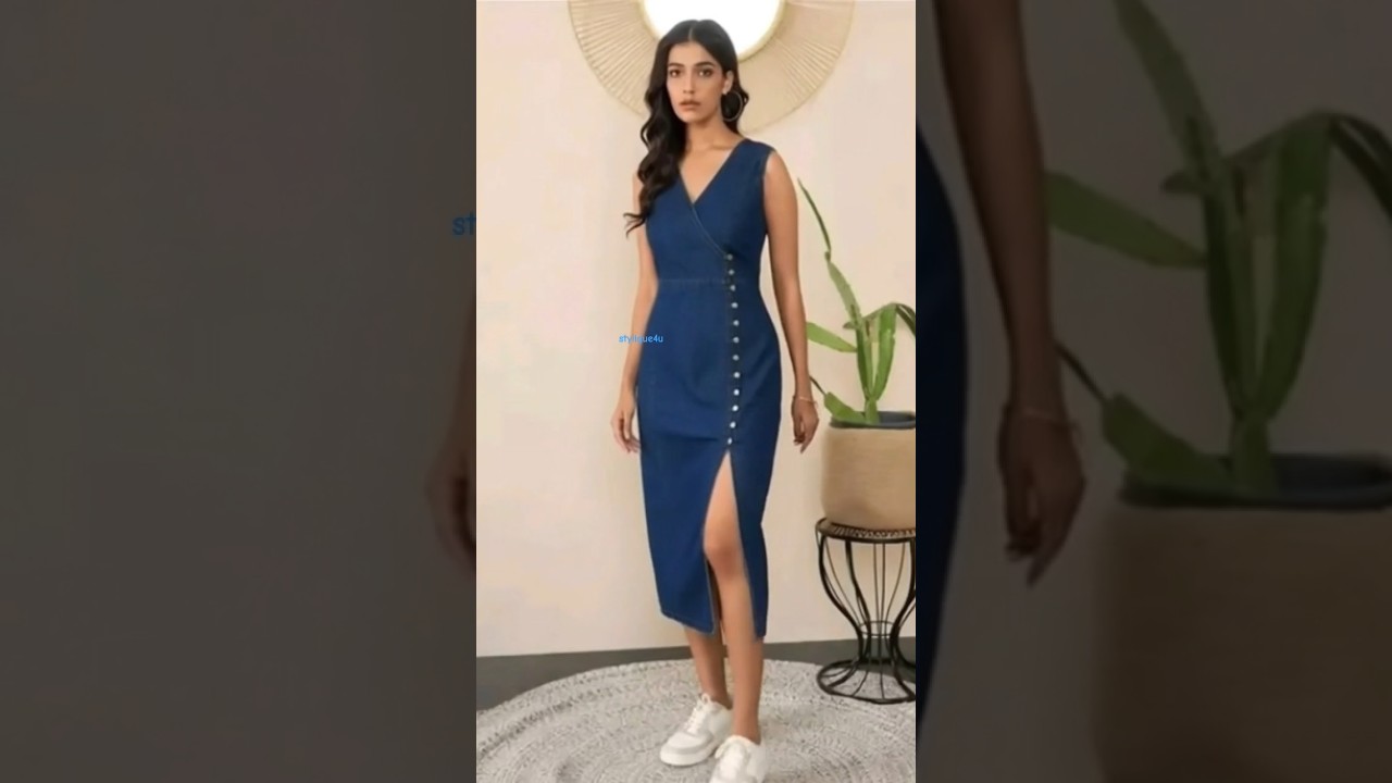Stylish Denim Midi Dress for Women 💙 | Trendy Party & Casual Wear 