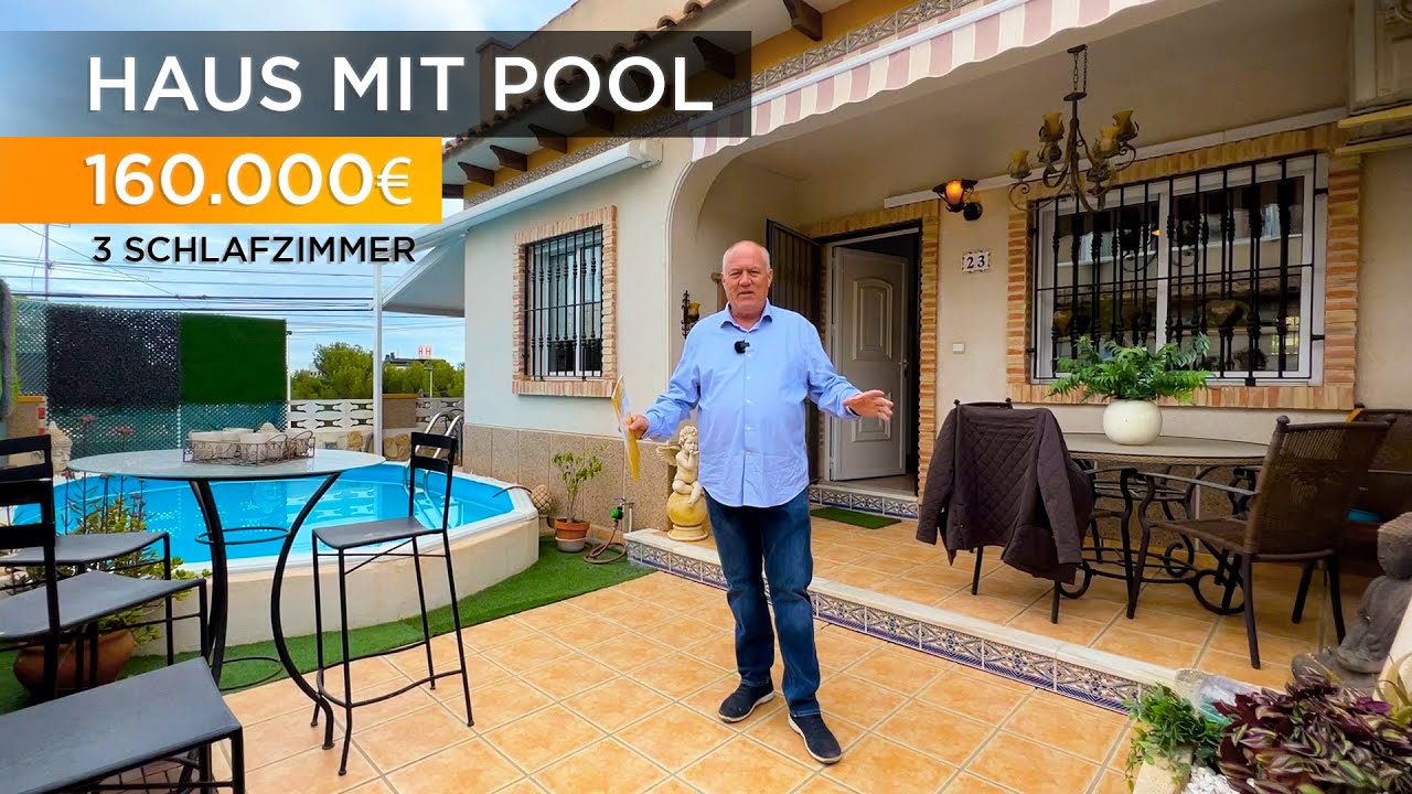 Haus in Spanien 🌊️🌴 Renovierte Doppelhaushälfte in Lago Jardin mit privatem Pool in Torrevieja