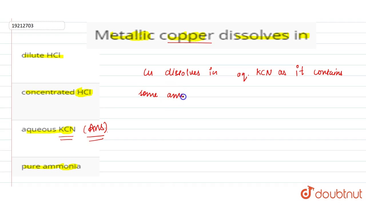 Metallic copper dissolves in