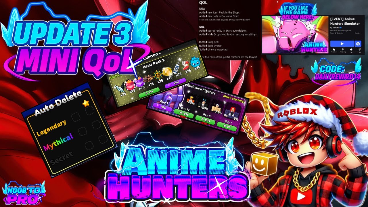 MINI QoL UPDATE Is HERE! ⚔️ Anime Hunters Simulator UPDATE 3 (New Exclusive Pets + Buffs!)