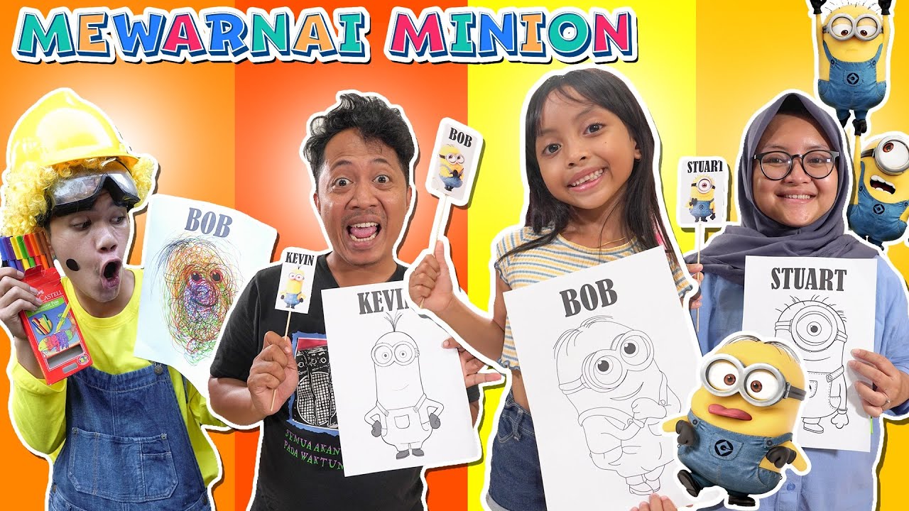 LEIKA MEWARNAI KARAKTER MINIONS TOMPEL BERUBAH JADI MINION YouTube