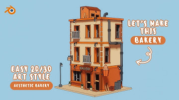Create Aesthetic Bakery Building in Blender 🥐 🧁 | Grease Pencil & Toon Shader ✏️ | With Voice 💫