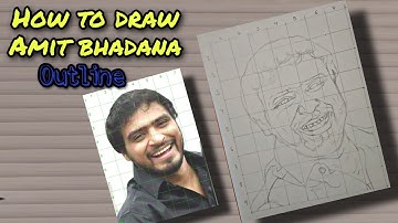 How to draw Amit bhadana sketch//outline// step by step// kaise banaye Amit bhadana ka photo
