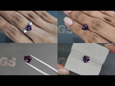 Purple spinel heart shape 2.06 carats, Tanzania Video  № 1