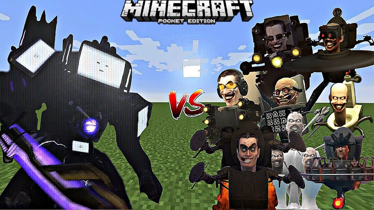 Titan TV man vs All Skibidi Toilet FIGHT IN MINECRAFT PE