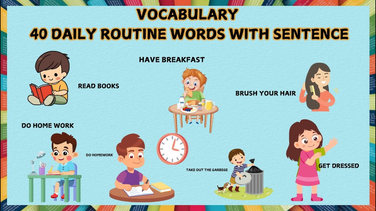 Vocabulary: 40+ Daily Routine vocabulary with sentence | listen and ...