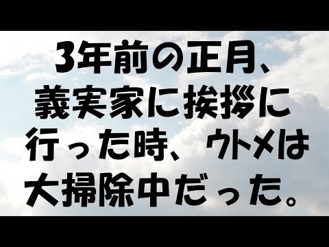 スカッとする話　3年前の正月、義実家に挨拶に行った時、ｳﾄﾒは大掃除中だった。 「年寄りが忙しくしてるのに、若い者がダラダラするんていい神経してるな」