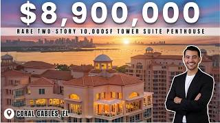 Inside a Coral Gables PENTHOUSE with a BOAT DOCK & 10,000 SF - A TRUE Mansion in the Sky!