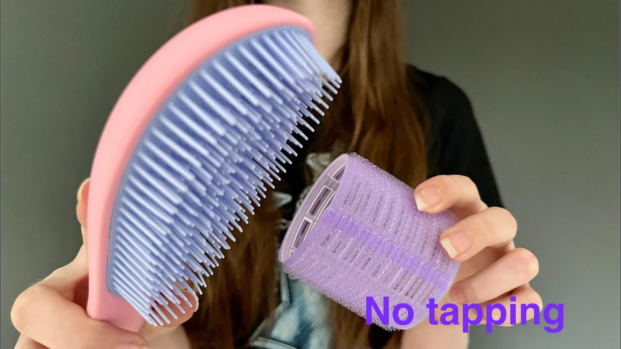 ASMR Curling your hair with Velcro rollers | hair brushing | toy hair dryer | no talking/tapping 