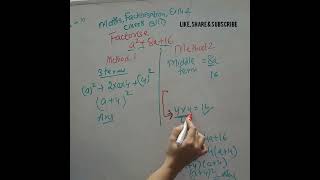 Factorise a²+8a+16 || Maths Class 8th || 2 methods