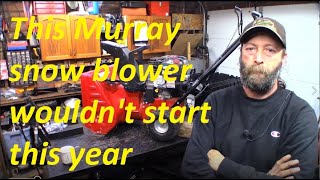 This Murray snow blower wont start. Carb cleaning and pull cord repair.