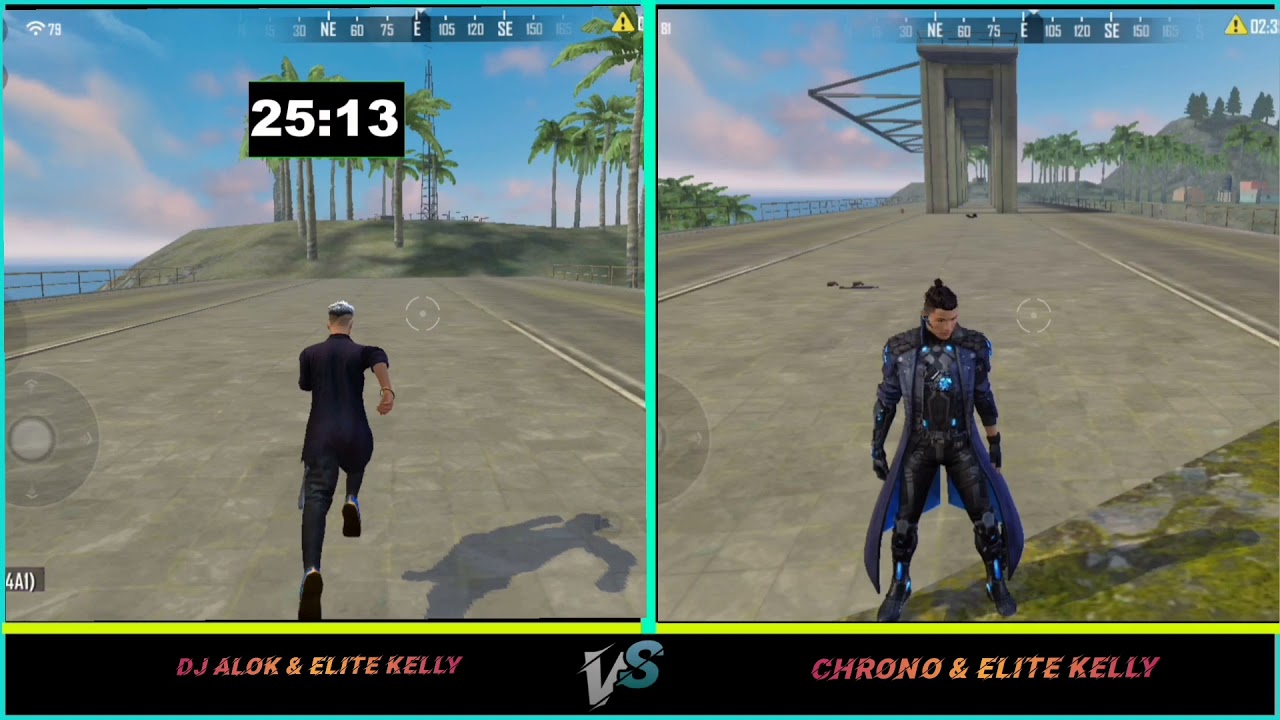 DJ ALOK & ELITE KELLY VS CHRONO & ELITE KELLY SPEED TEST IN FREE FIRE 