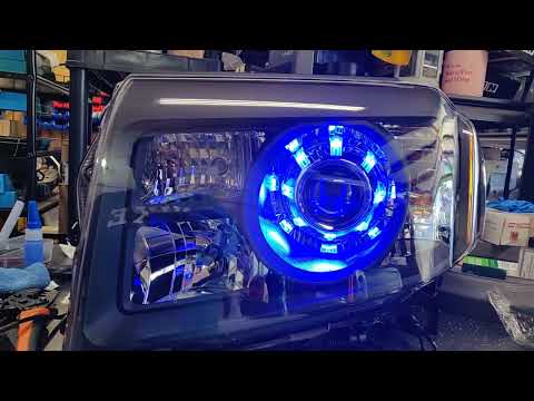 2009 - 2011 Honda Pilot headlight retrofit featuring Diode Dynamics HD blue halos