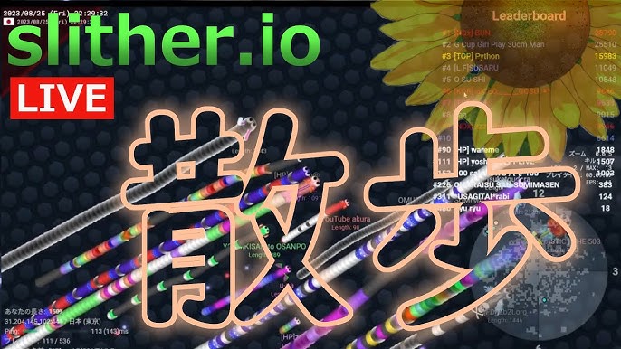 Slither.io Live Stream , THEJSK Gamer @YT LiVE