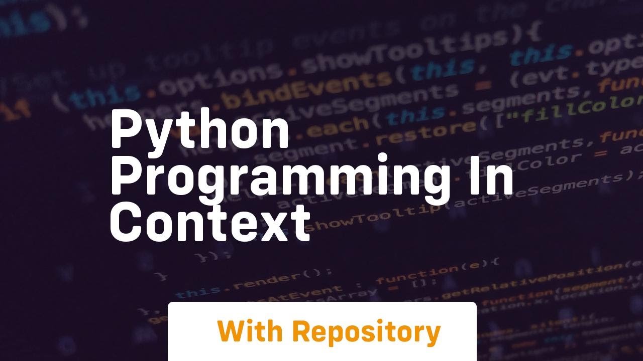 python programming in context - YouTube