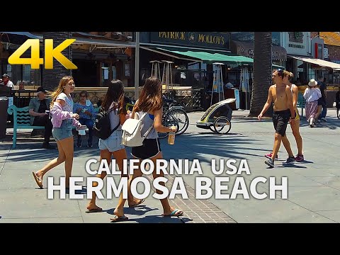 HERMOSA BEACH - Walking Hermosa Beach, Los Angeles, South Bay, California, USA - 4K UHD